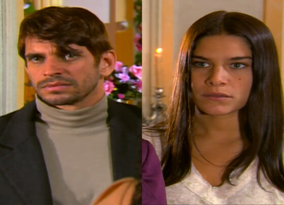 Guto (Alexandre Barillari) e Serena (Priscila Fantin) em Alma Gêmea