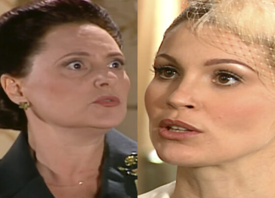 Agnes (Elizabeth Savala) e Cristina (Flávia Alessandra) em Alma Gêmea