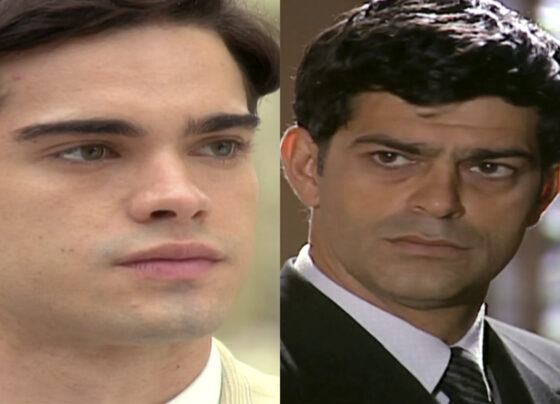 Felipe (Sidney Sampaio) e Rafael (Eduardo Moscovis) em Alma Gêmea