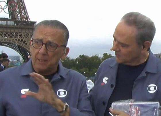 Galvão Bueno e Luís Roberto na cobertura dos Jogos Olímpicos de Paris na Globo