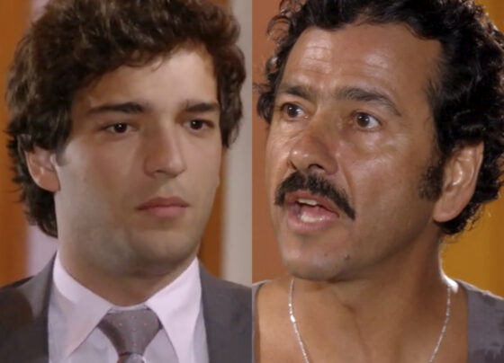 Elano (Humberto Carrão) e Sandro (Marcos Palmeira) em Cheias de Charme