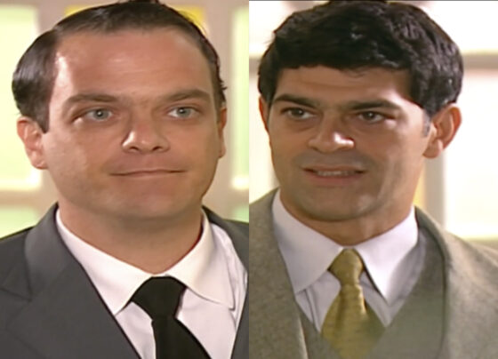 Ciro (Michel Bercovitch) e Rafael (Eduardo Moscovis) em Alma Gêmea