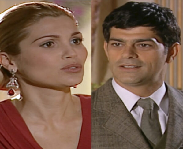 Cristina (Flávia Alessandra) e Rafael (Eduardo Moscovis) em Alma Gêmea