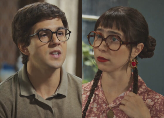 Guto (Daniel Rangel) e Lupita (Daphne Bozaski) em Família é Tudo