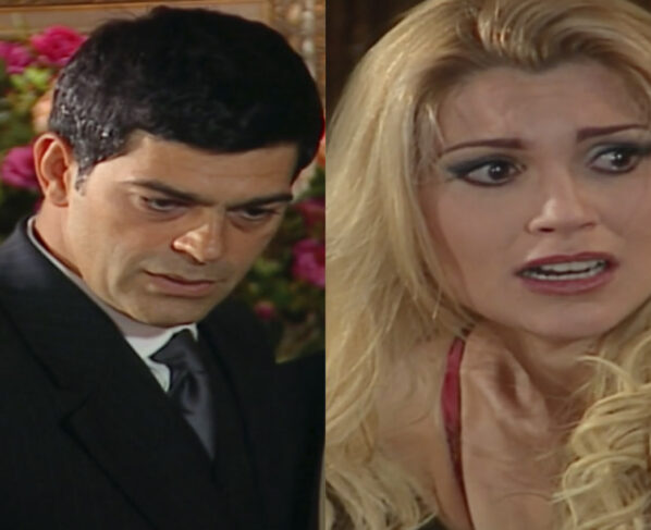 Rafael (Eduardo Moscovis) e Cristina (Flávia Alessandra) em Alma Gêmea