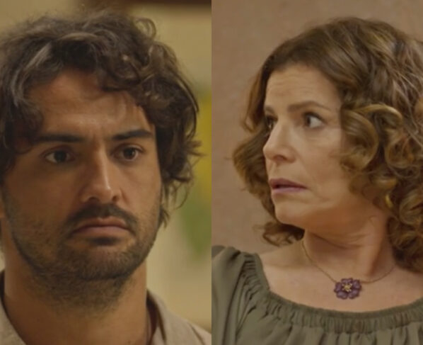 Artur (Túlio Starling) e Deodora (Débora Bloch) em No Rancho Fundo