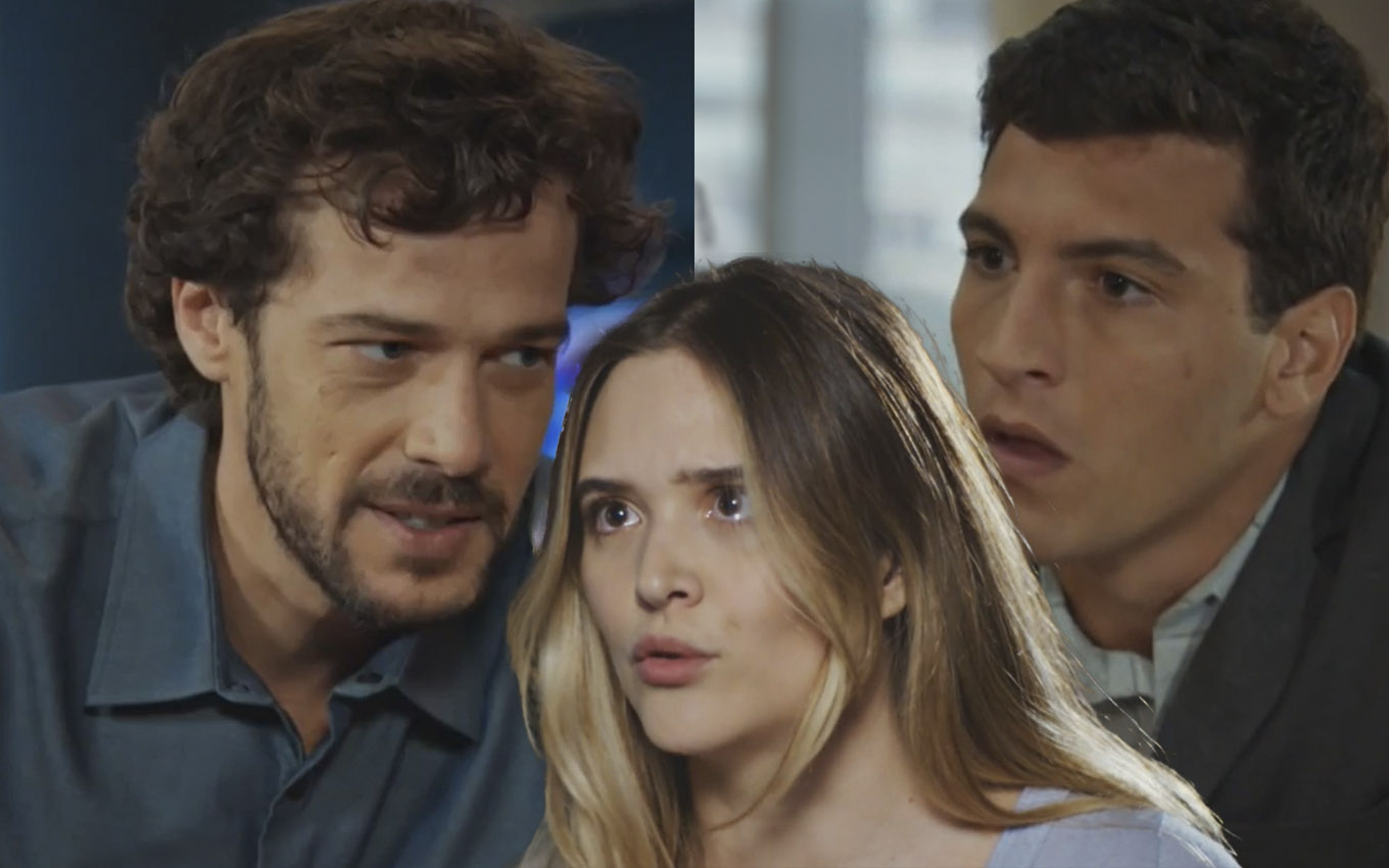 Luca (Jayme Matarazzo), Electra (Juliana Paiva) e Murilo (Henrique Barreira) em Família é Tudo