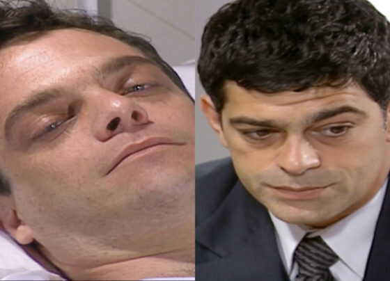 Ciro (Michel Bercovitch) e Rafael (Eduardo Moscovis) em Alma Gêmea