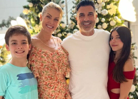 Ana Hickmann e Edu Guedes celebram 1° Natal como noivos em família