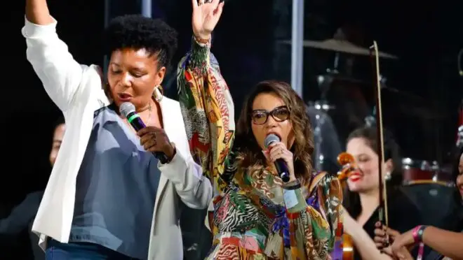 Janja e a ministra da Cultura, Margareth Menezes, durante o "Janjapalooza".