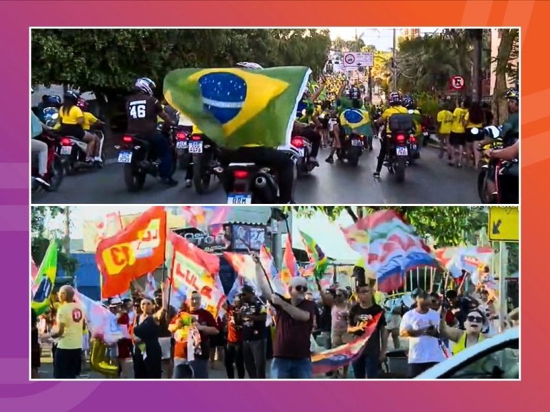 A um dia do 2º turno, apoiadores de Lula e Flávio Bolsonaro vão às ruas em Cuiabá
