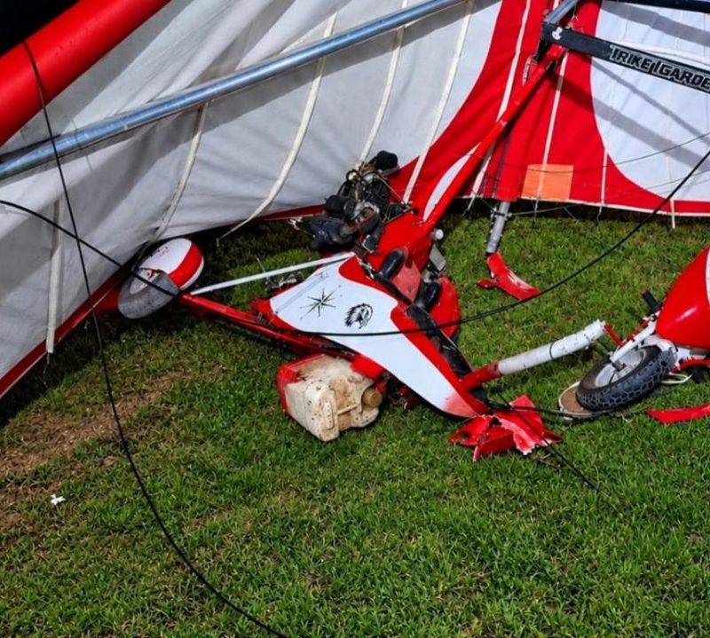 Homem sofre acidente com trike voador e é resgatado pelos bombeiros