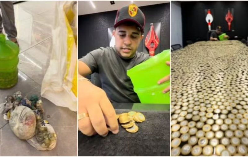 Borracheiro paga Hilux com milhares de moedas de R$ 1 no Ceará