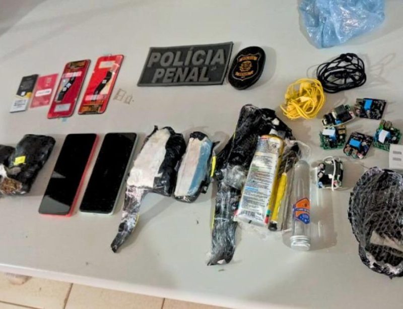 Detento e policial penal são presos por entrada de drogas, celulares e outros itens ilícitos no CDP de Tangará da Serra