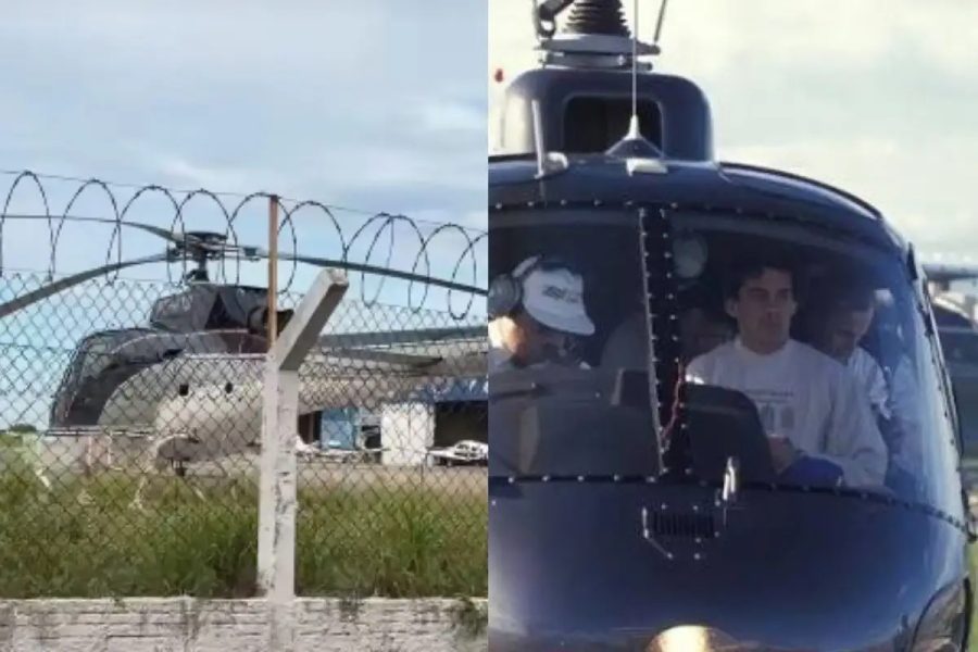 Helicóptero que pertenceu a Ayrton Senna pousa em Mato Grosso