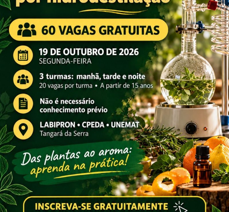 Unemat oferece 60 vagas para oficinas gratuitas de óleos essenciais
