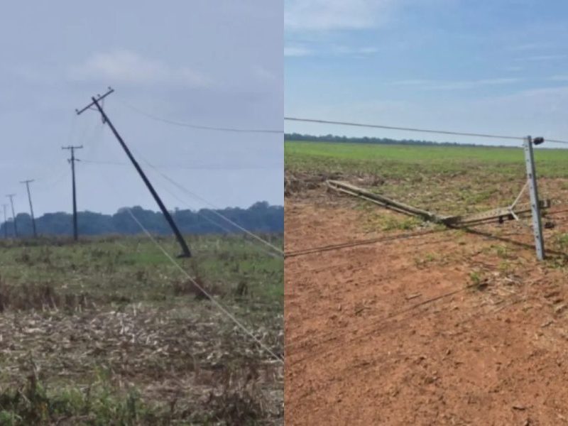 Fortes Ventos Destruíram postes e Deixaram Cláudia sem energia