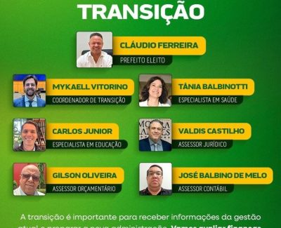 CLÁUDIO FERREIRA E PREFEITURA DE RONDONÓPOLIS OFICIALIZAM EQUIPE DE TRANSIÇÃO;
