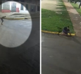 Era por volta da 01h, quando a vítima sai correndo de uma casa.