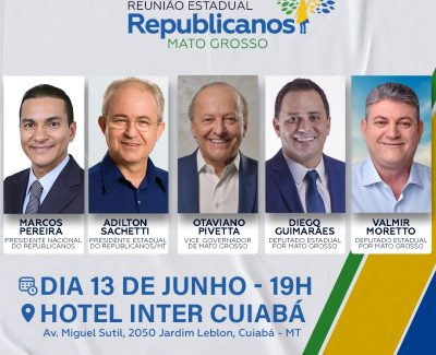 Presidente nacional do Republicanos vem a Mato Grosso nesta quinta